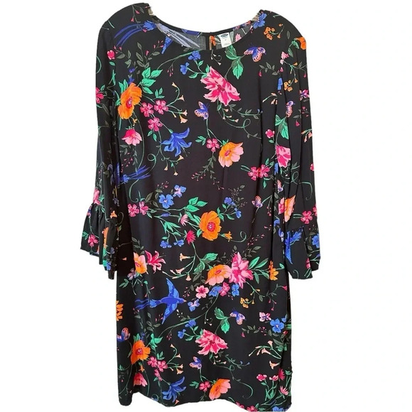 Old Navy Ladies Floral Print Shirt Dress Bell Sleeves - Picture 1 of 4